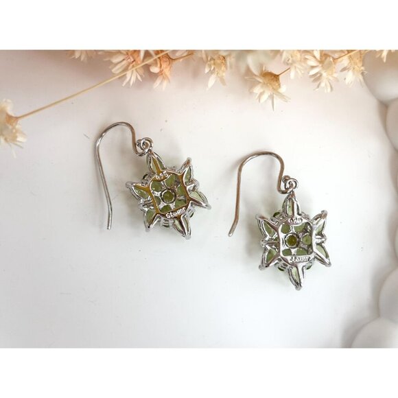 STAUER Signed Natural Peridot Sterling Silver Star Shaped Vintage Earrings - Picture 3 of 10